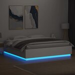 vidaXL Cadre de lit avec lumières LED blanc 200x200 cm bois ingénierie