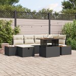 vidaXL Ensemble de Canapé de Jardin 7 pièces avec Coussins Noir Rattan Poly