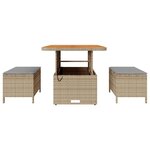 vidaXL Ensemble de salle à manger pour jardin 3 Pièces Beige Poly rotin