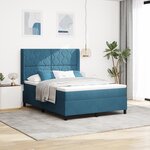 vidaXL Lit avec sommier et matelas & LED bleu foncé 140x190 cm en velours