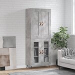 vidaXL Buffet haut Gris béton 69 5x34x180 cm Bois d'ingénierie