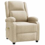 vidaXL Fauteuil de massage Crème Tissu