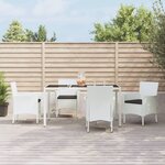 vidaXL Ensemble à manger de jardin et coussins 5 Pièces blanc poly rotin