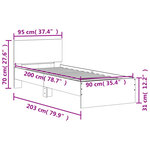 vidaXL Cadre de lit sans matelas avec tête de lit chêne fumé 90x200 cm