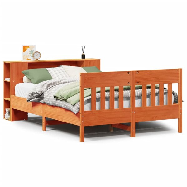 vidaXL Lit bibliothèque sans matelas cire marron 150x200 cm pin massif