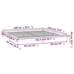 vidaXL Cadre de lit à LED gris 140x190 cm bois massif