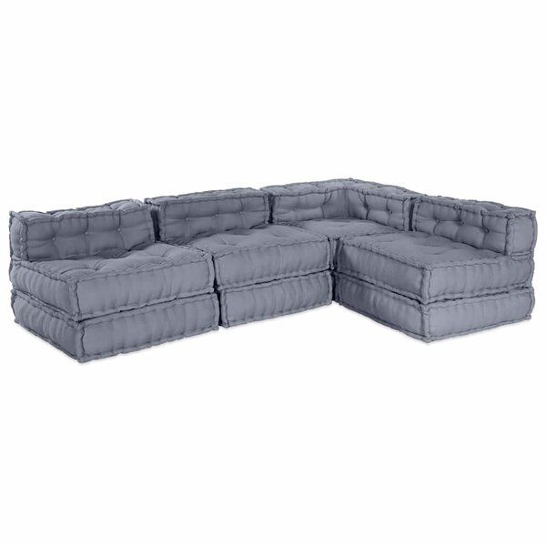 vidaXL Unité de canapé modulaire 4 Pièces Gris Tissu