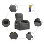 vidaXL Fauteuil inclinable de massage gris foncé tissu microfibre