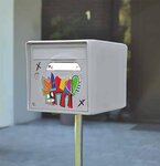 Boîte aux lettres grise 2 portes "Vache de Coeur" [VanLuc]