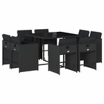 vidaXL Ensemble à manger de jardin 9Pièces coussins noir résine tressée