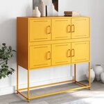 vidaXL Buffet jaune moutarde 100 5x39x107 cm acier