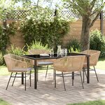 vidaXL Ensemble de salle à manger de jardin de 5 pièces avec coussins en poly rattan brun
