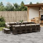 vidaXL Ensemble à manger de jardin avec coussins 15 Pièces marron rotin