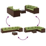 vidaXL Salon de jardin avec coussins 7 Pièces marron résine tressée