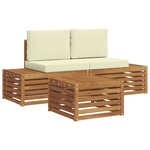 vidaXL Ensemble de canapés d'extérieur avec coussin Naturel et Crème