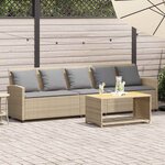 vidaXL Canapé de jardin avec coussins 5 places beige résine tressée