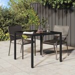 vidaXL Table de jardin pour repas Noir 90 x 90 x 75 cm Poly rotin