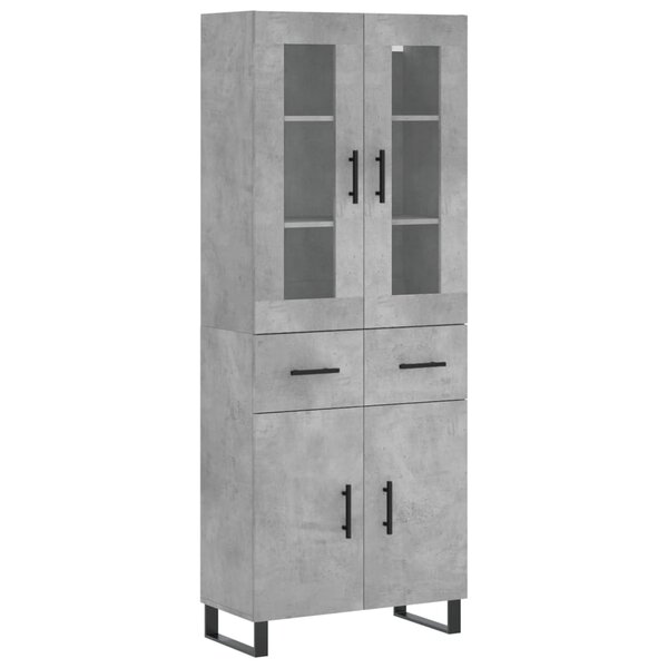 vidaXL Buffet haut Gris béton 69 5x34x180 cm Bois d'ingénierie