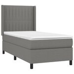 vidaXL Sommier à lattes de lit matelas LED Gris foncé 90x190cm Tissu