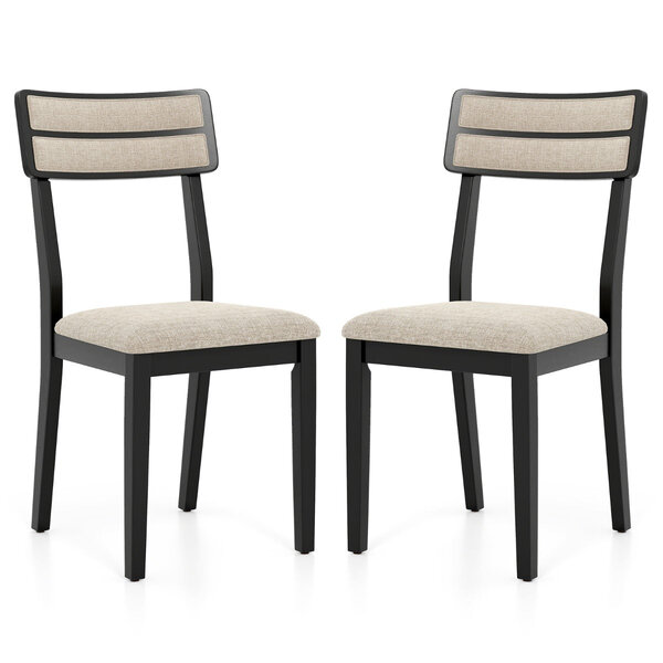 Lot de 2 chaises de salle à manger rembourrées 45 x 51 x 89 cm dossier inclinable moderne ambiance cosy en tissu noir 20_0012437