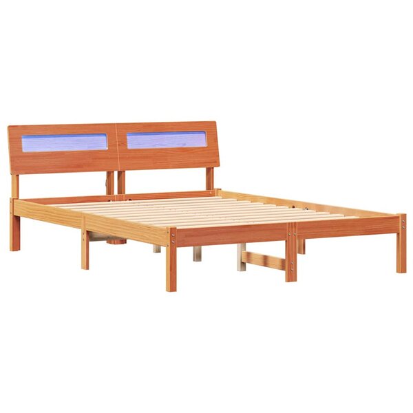 vidaXL Cadre de lit avec tête de lit Brun cire 120 x 190 cm Pin massif