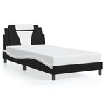 vidaXL Cadre de lit Viana sans matelas noir et blanc 100x200 cm similicuir