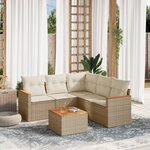 vidaXL Salon de jardin avec coussins 6 Pièces beige résine tressée