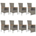 vidaXL Ensemble à manger de jardin 9 Pièces avec coussins Gris