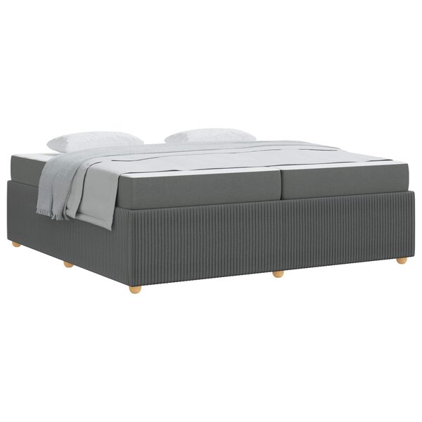vidaXL Cadre de lit avec matelas Gris foncé 200 x 200 cm tissu