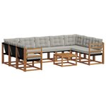 vidaXL Ensemble de canapés d'extérieur 10 pc Gris Naturel et Clair