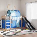 vidaXL Lit superposé sans matelas avec toboggan et rideaux 90x190 cm