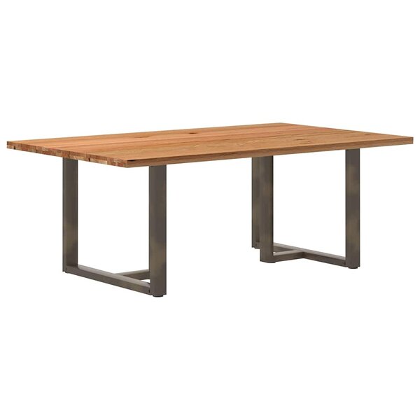 vidaXL Table à manger marron clair bois de chêne massif rectangulaire