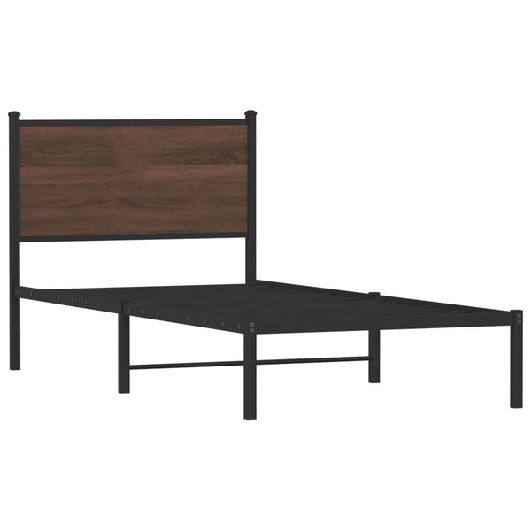vidaXL Cadre de lit en métal avec tête de lit chêne marron 90x190 cm