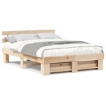 vidaXL Cadre de lit Marron 140 x 200 cm Bois massif en pin