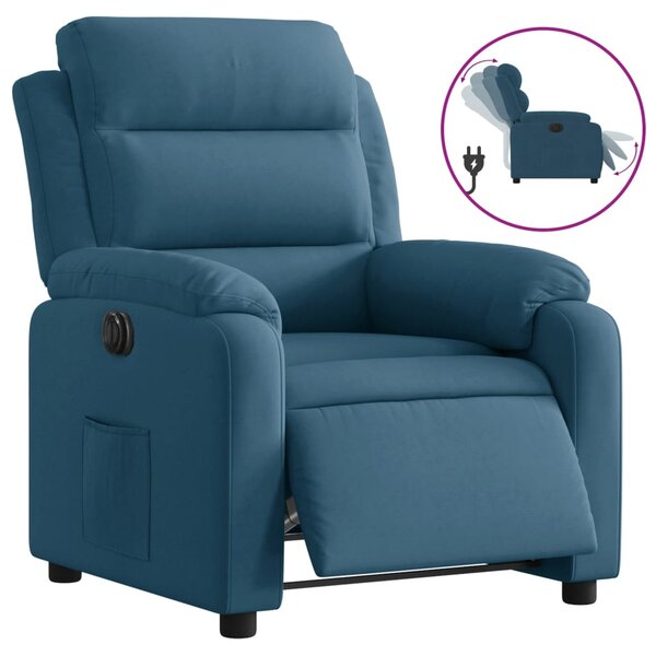 vidaXL Fauteuil inclinable électrique bleu velours