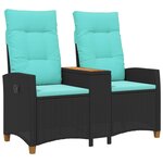 vidaXL Banc inclinable avec table 2 -Seater 126 x 65 x 112 cm