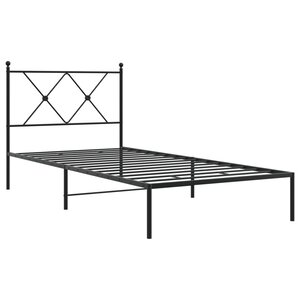 vidaXL Cadre de lit métal avec tête de lit noir 90x190 cm