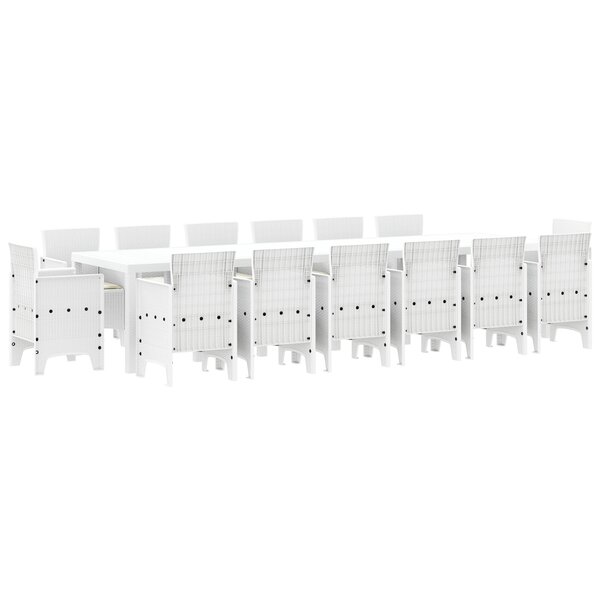 vidaXL Ensemble de salle à manger pour jardin 15 Pièces Blanc Rattan Polt