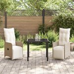vidaXL Ensemble de salle à manger de jardin 3 pièces avec coussins beige en poly rotin .