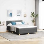 vidaXL Lit à ressorts avec matelas Gris foncé 140 x 190 cm tissu
