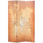 vidaXL Cloison de séparation pliable 120 x 170 cm Carte du monde Jaune