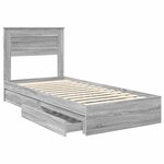 vidaXL Lit de Rangement Gris Sonoma 100 x 200 cm Bois d'ingénierie