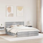 vidaXL Cadre de lit Gris Sonoma 160 x 200 cm Pin massif