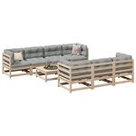 vidaXL Salon de jardin 8 Pièces avec coussins bois de pin massif
