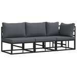 vidaXL Mobilier de jardin avec coussin avec oreiller Noir Aluminium