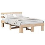 vidaXL Cadre de lit avec tête de lit Naturel 135 x 190 cm Pin massif