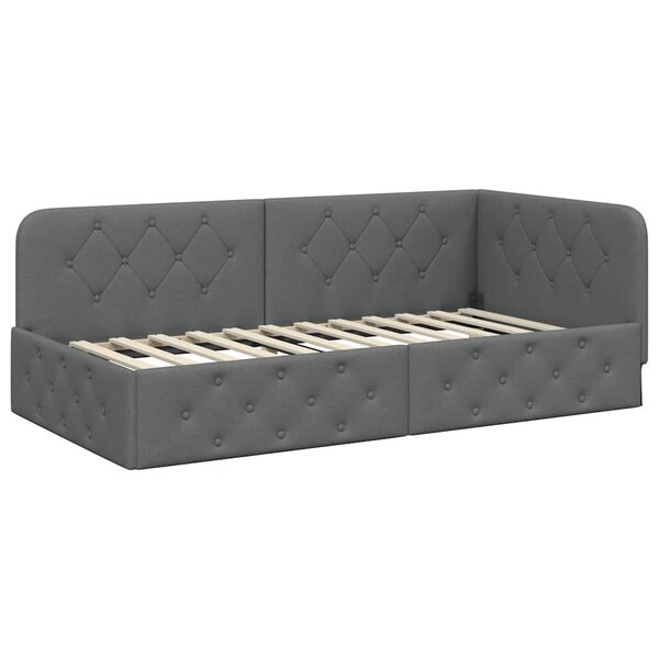 vidaXL Cadre de lit d'angle Gris foncé 100 x 200 cm tissu