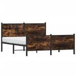 vidaXL Cadre de lit en métal sans matelas chêne fumé 137x190 cm