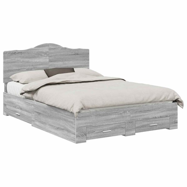 vidaXL Cadre de lit Gris Sonoma 140 x 190 cm Bois d'ingénierie