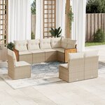 vidaXL Salon de jardin avec coussins 8 Pièces beige résine tressée